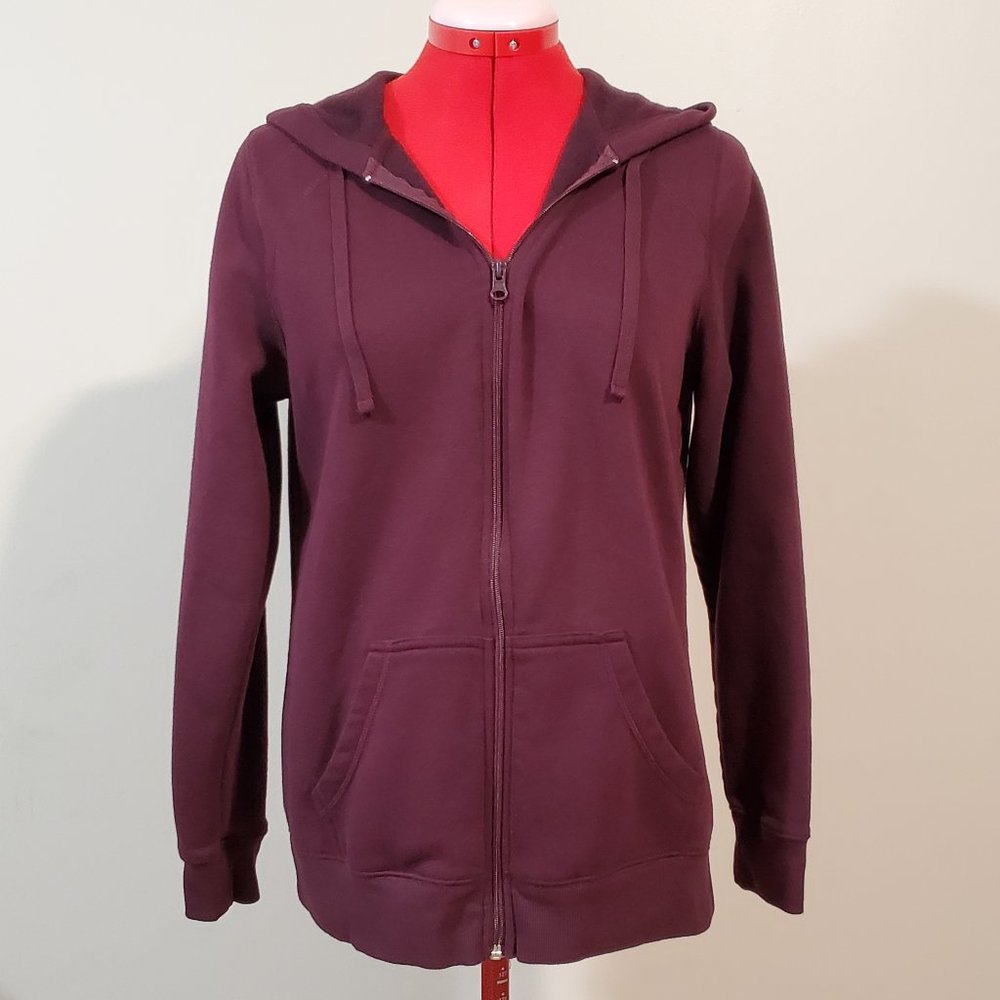 “St. John’s Bay” Plum Full-Zip Hooded Fleece – S